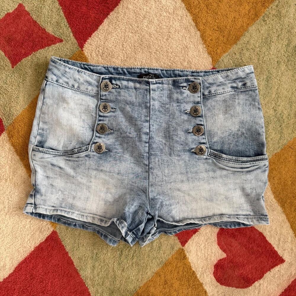 blue denim sailor shorts